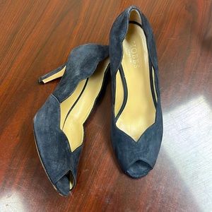 HOBBS London Blue suede peep toe pumps size 39